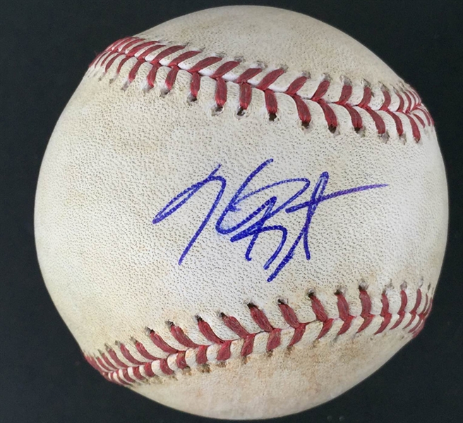 Kris Bryant Signed & Game Used OML Baseball from 7-27-15 Game vs. Rockies (Bryant Hits Walk-Off HR)(PSA/DNA & MLB Holo)