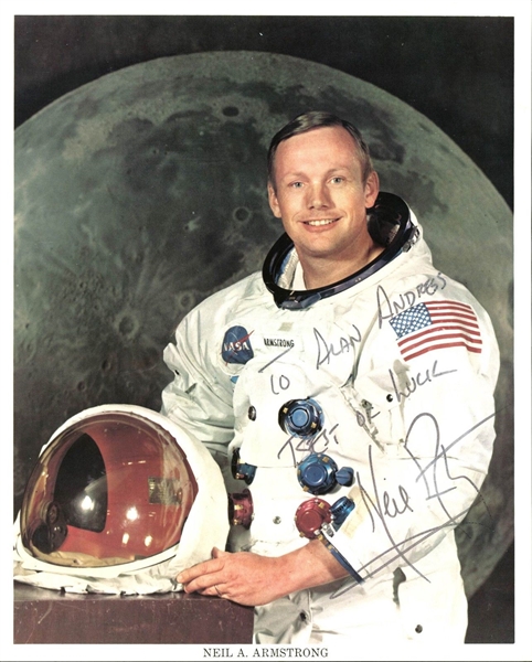 Neil Armstrong Signed & Inscribed 8" x 10" Color NASA Photograph (PSA/DNA)