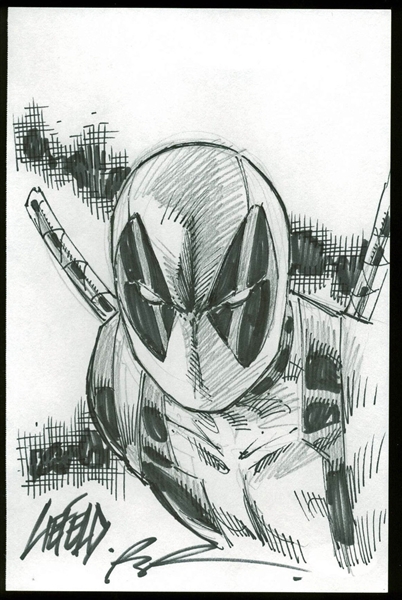 Deadpool: Rob Liefeld Amazing & RARE Detailed Deadpool Sketch (PSA/DNA)