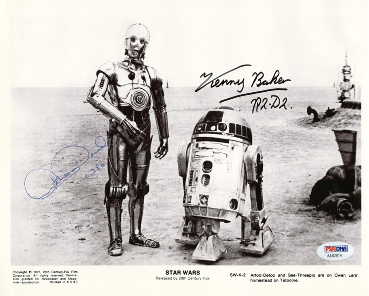 Star Wars: Anthony Davis & Kenny Baker Vintage Signed 8" x 10" Photo (PSA/DNA)