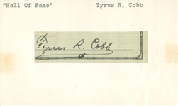 Ty Cobb Full Name 3 x 5 Check Cut Signature (JSA)