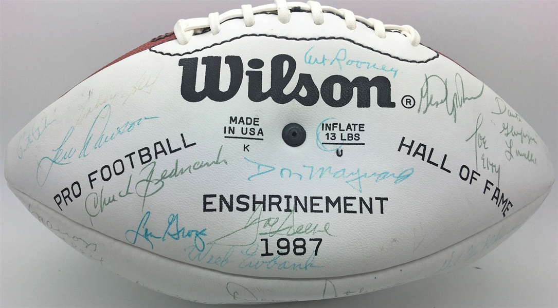 NFL Legends Signed 1987 Hall of Fame Football w/ Al Davis, Joe Namath, Chuck Noll & Others! (JSA)