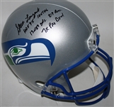 Steve Largent Signed & Career Stat Inscribed Full Sized Seahawks Helmet (PSA/DNA)