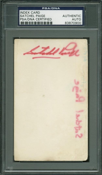 Satchel Paige Vintage Signed 3" x 5" Note Card (PSA/DNA Encapsulated)