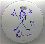 Pearl Jam: Dave Krusen Signed 10-inch Remo Drumhead w/ Hand Drawn Sketch! (PSA/DNA)