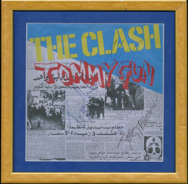The Clash Group Signed & Framed "Tommy Gun" 45 Album Sleeve (PSA/DNA)