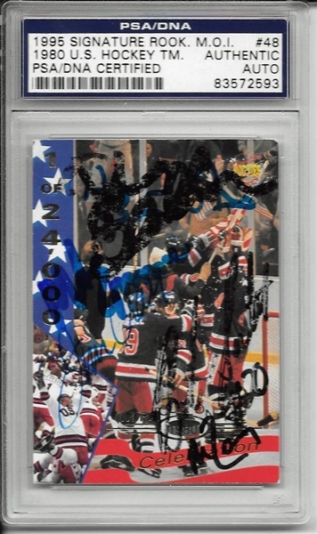 1995 Signature Rookie Signed 1980 US Hockey Card w/ Herb Brooks! (PSA/DNA Encapsulated)