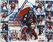 1995/6 Stanley Cup Champion Colorado Avalanche Multi-Signed 8 x 10 Photo w/ 8 Signatures (JSA)