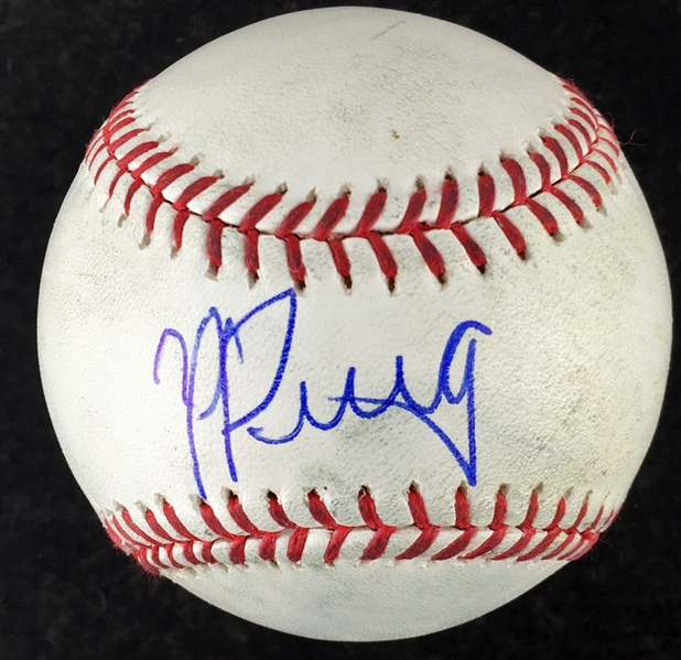 Yasiel Puig Signed & Game Used OML Baseball (JSA)