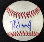 Yasiel Puig Signed & Game Used OML Baseball (JSA)