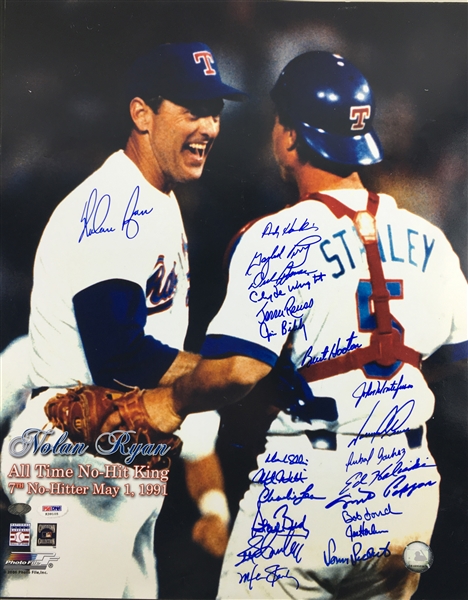 No Hit Pitchers Impressive Multi-Signed 16" x 20" Photograph w/ 22 Signatures! (PSA/DNA)