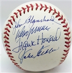 NY Yankee Greats Signed OML Baseball w/ Berra, Larsen & Others (PSA/JSA Guaranteed)