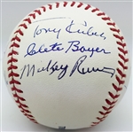 NY Yankee Greats Signed OML Baseball w/ Berra, Larsen & Others (PSA/JSA Guaranteed)