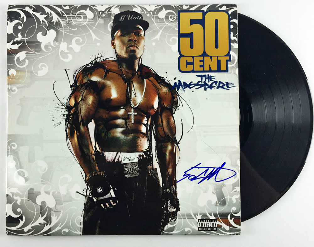 50 Cent Signed "The Massacre" Record Album (PSA/JSA Guaranteed) .