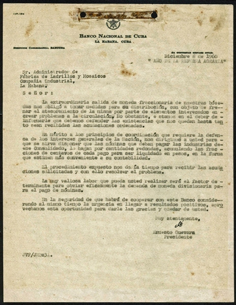 Che Guevara Rare Signed 1960 Cuban Document (PSA/DNA)
