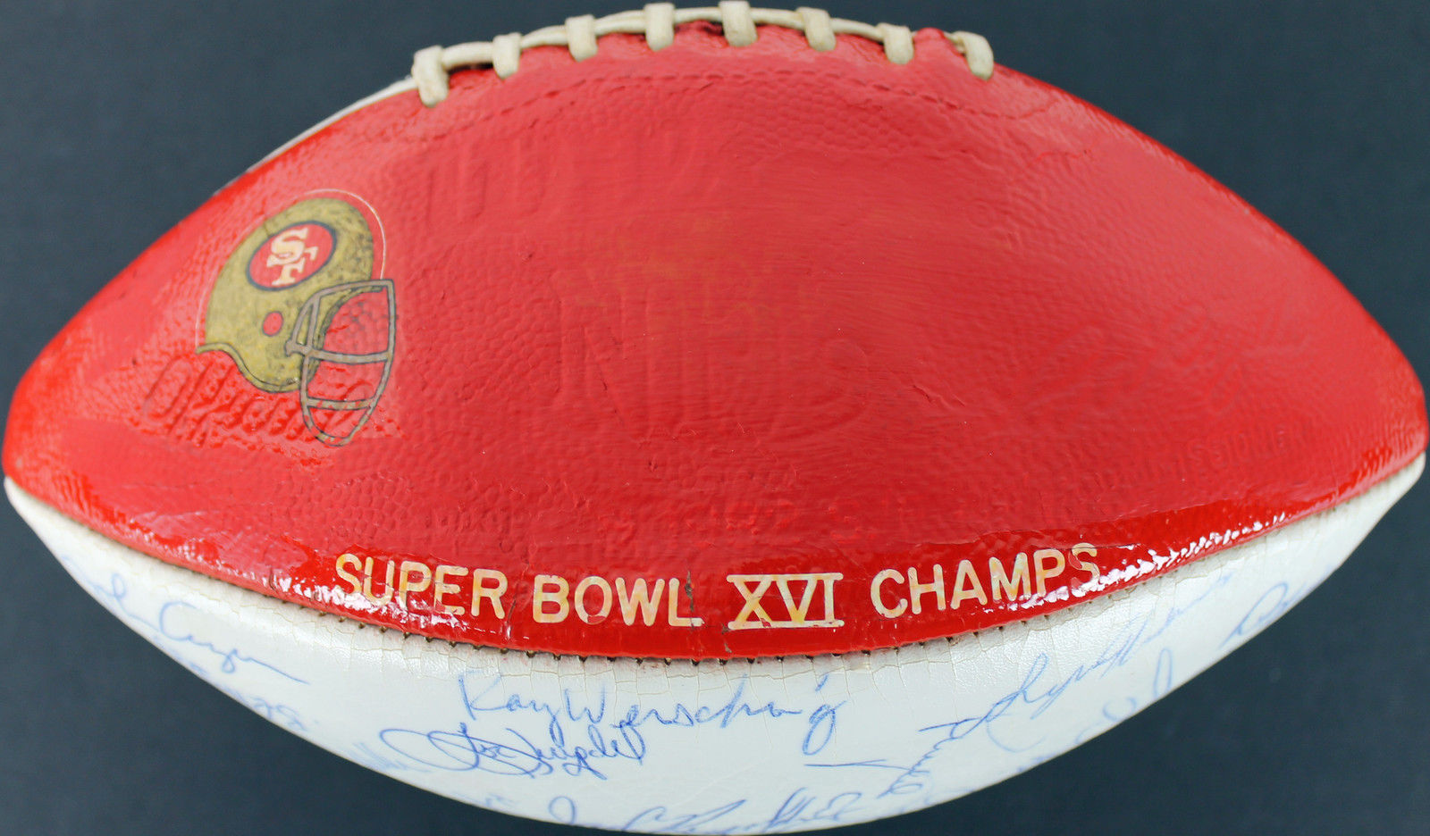 Lot Detail - 1984 Super Bowl XIX Champion San Francisco 49ers Team-Signed  Football (33 Signatures including Montana, Lott and Rice)