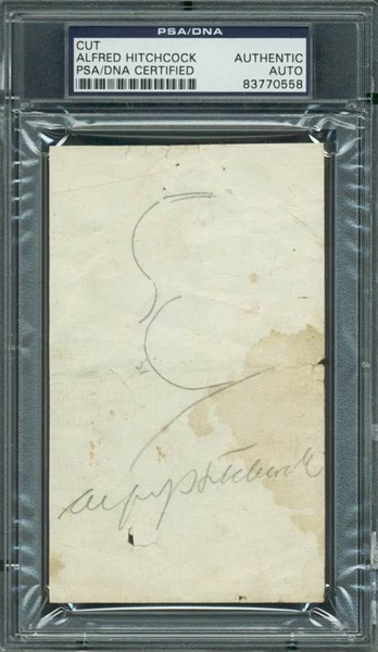 Alfred Hitchcock Hand-Drawn & Signed Self-Portrait Sketch (PSA/DNA Encapsulated)