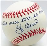 Yogi Berra Signed Near-Mint It Ain't Over Till It's Over Baseball (PSA/DNA)