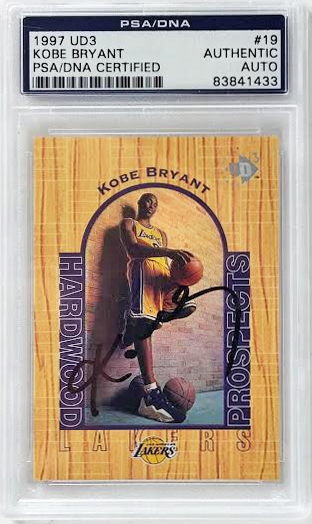 Kobe Bryant Signed 1997 UD3 Harwood Prospects Card #19 (PSA/DNA Encapsulated)