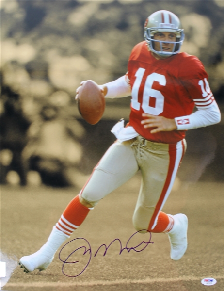 Lot of Three (3) Signed 16" x 20" Joe Montana Flats (PSA/JSA Guaranteed)