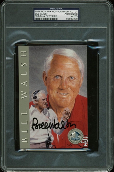 49ers: Bill Walsh Signed 1998 Ron Mix HOF Platinum Card (PSA/DNA Encapsulated)