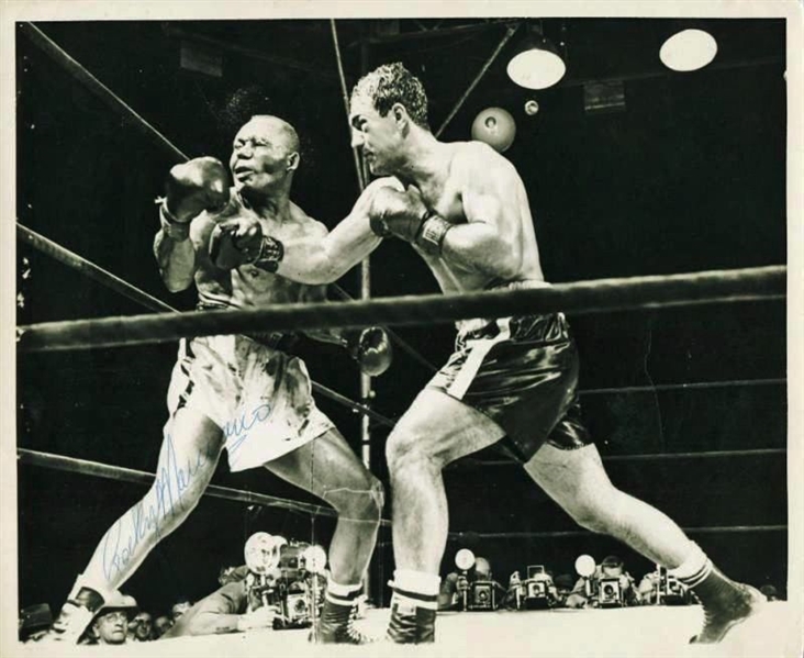 Rocky Marciano Signed 8" x 10" Photograph feat. Famed "Walcott KO" Image (PSA/DNA)