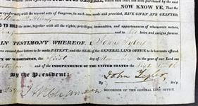 John Tyler RARE Signed 1844 Land Grant Document (PSA/DNA)