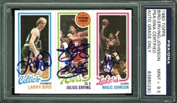 1980-81 Topps Magic Johnson, Larry Bird & Julius Erving Card - PSA Graded MINT+ 9.5!