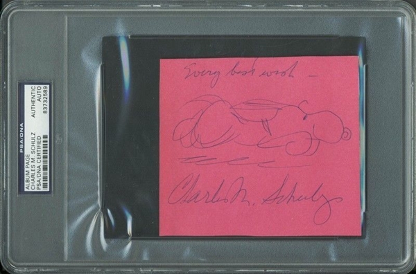 Peanuts: Charles Schulz Superb Hand-Drawn & Signed Snoopy Sketch (PSA/DNA Encapsulated)