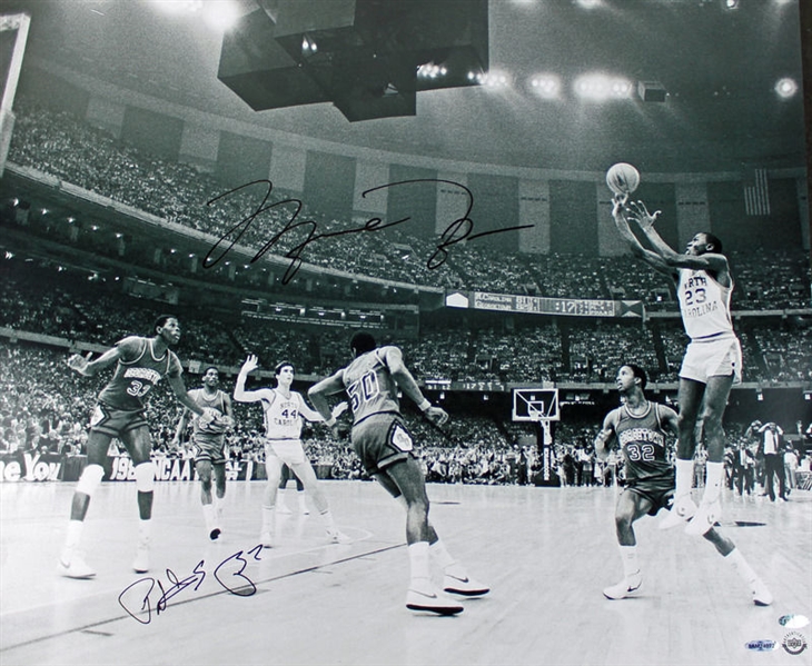 RARE Michael Jordan & Patrick Ewing Dual-Signed 20" x 24" B&W Photo (Steiner & UDA)