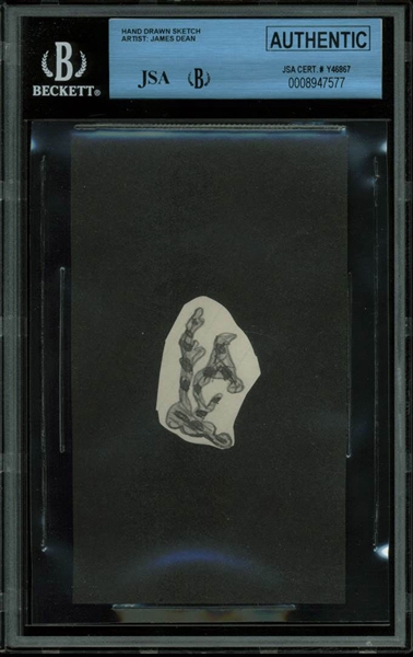 Rare James Dean 1" x 1.5" Hand Drawn Sketch from 5th Grade Notebook (Beckett/JSA Encapsulated)
