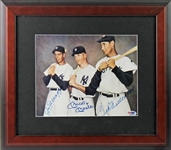 Mantle, DiMaggio & Williams Signed 8 x 10 Colorized Photo in Framed Display (PSA/DNA)