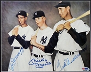 Mantle, DiMaggio & Williams Signed 8 x 10 Colorized Photo in Framed Display (PSA/DNA)
