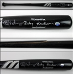 Rickey Henderson Game Used & Signed Cracked Personal Model Mizuno Baseball Bat (PSA/DNA)