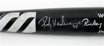 Rickey Henderson Game Used & Signed Cracked Personal Model Mizuno Baseball Bat (PSA/DNA)