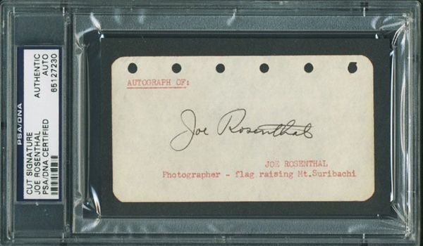WWII: Joe Rosenthal Rare Signed Vintage Album Page (PSA/DNA Encapsulated)