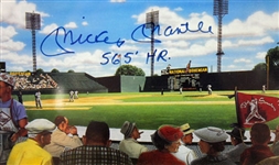 Mickey Mantle Signed & Framed 565-Foot Home Run Postcard Display (PSA/DNA)