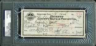 WWI: Sgt. Alvin York Handwritten & Signed 1951 Bank Check (PSA/DNA Encapsulated)