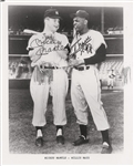 Mickey Mantle & Willie Mays Dual Signed 8 x 10 Black & White Photograph (PSA/JSA Guaranteed)