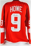 Gordie Howe Signed Red Wings Red Jersey w/ Mr. Hockey HOF 72 Inscription (PSA/DNA)