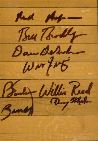 1972-73 NBA Champion New York Knicks Team Signed Madison Square Garden Used Floor Board (PSA/JSA Guaranteed)