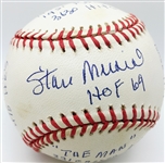 Stan Musial Signed ONL Stat Baseball w/ 20 Handwritten Inscriptions (RJ.com Holo & PSA/JSA Guaranteed)