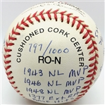 Stan Musial Signed ONL Stat Baseball w/ 20 Handwritten Inscriptions (RJ.com Holo & PSA/JSA Guaranteed)