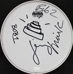 Devo Band Signed 11 Drum Head w/ Rare Hat Sketch! (JSA)