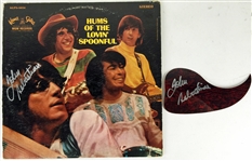 John Sebastian Lot with Signed Hums Of The Lovin Spoonful Record Album Cover & Acoustic Pickguard (PSA/JSA Guaranteed)