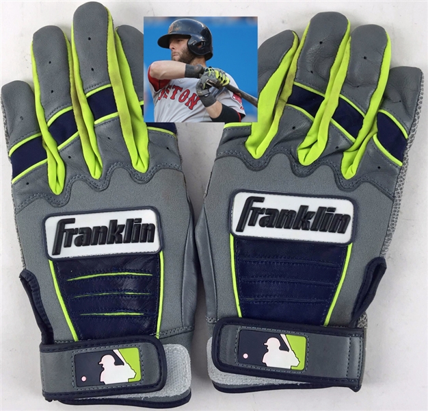 2014 Dustin Pedroia Game Used & Signed Batting Gloves (7/21/14 vs TOR)(JSA)