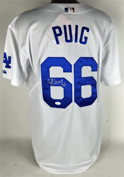 Yasiel Puig Signed LA Dodgers Home Jersey (JSA)