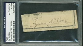 Ty Cobb Full Name 1 x 3 Check Cut Signature (PSA/DNA Encapsulated)