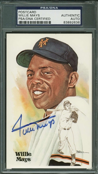 Willie Mays Signed 3" x 5" Perez Steele Trading Card (PSA/DNA Encapsulated)