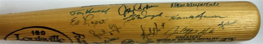 Dodgers VS Yankees: Multi-Signed World Series Rivalry Bat w/ Drysdale, Berra, Hunter & Others (JSA)